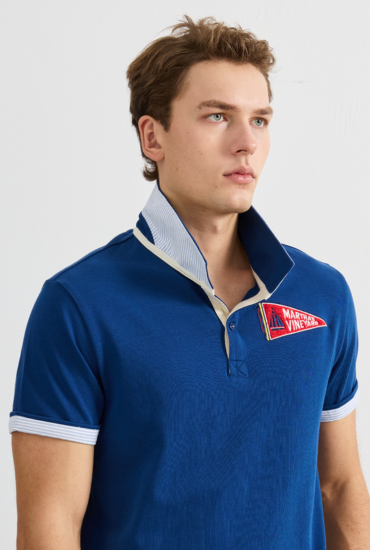 EMBROIDERED FLAG POLO - Navy (2)
