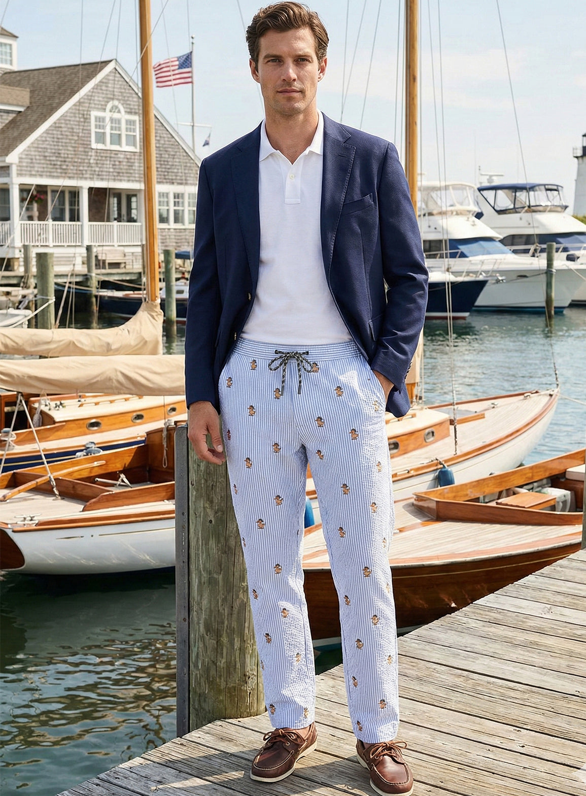 EMBROIDERED SEERSUCKER PANT