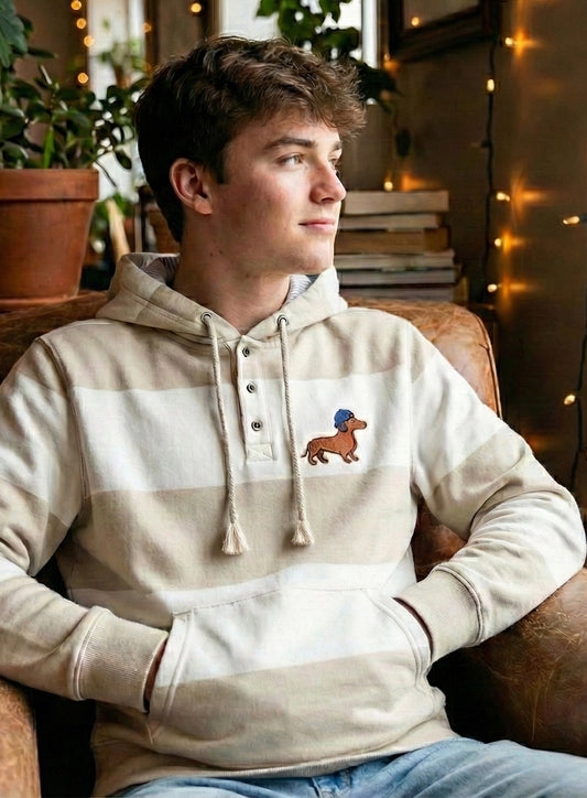 BOLD STRIPED EMBROIDERED PATCH HOODIE