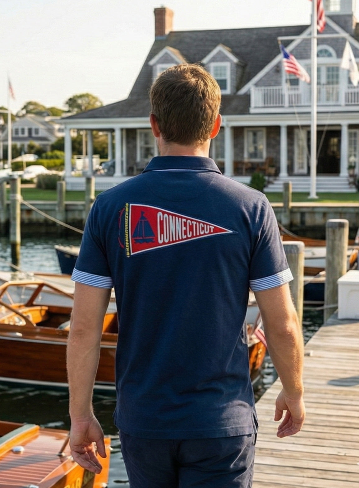 EMBROIDERED FLAG POLO