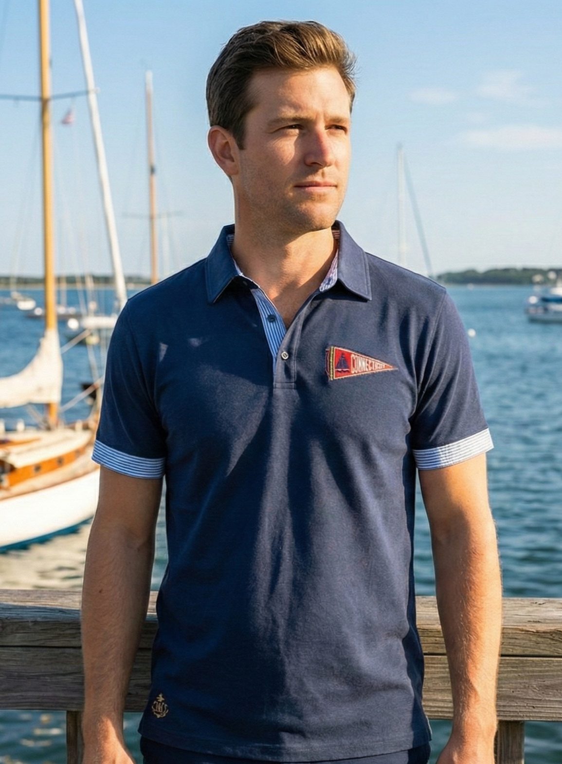 EMBROIDERED FLAG POLO