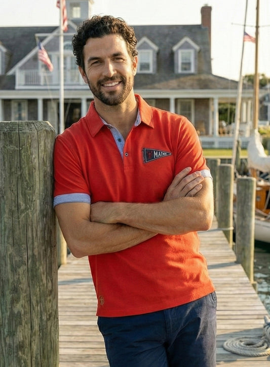 EMBROIDERED FLAG POLO