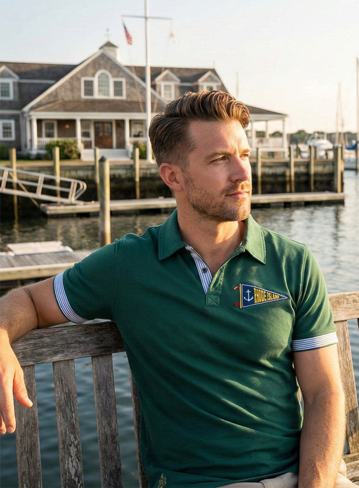 EMBROIDERED FLAG POLO