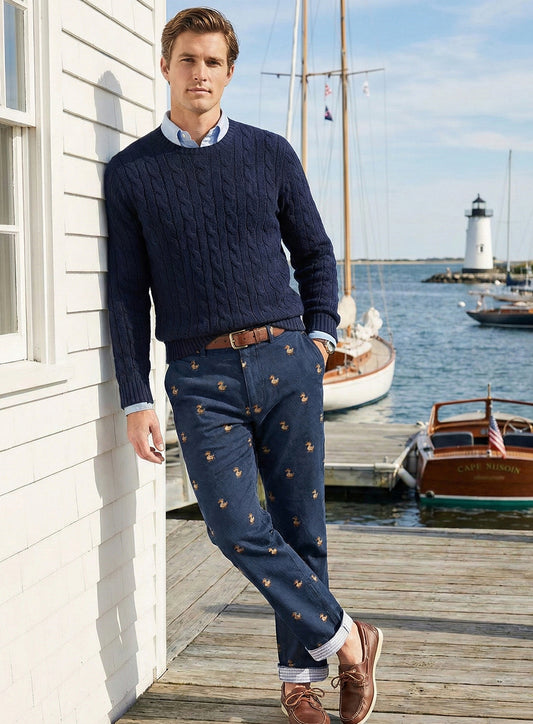 EMBROIDERED TWILL PANT